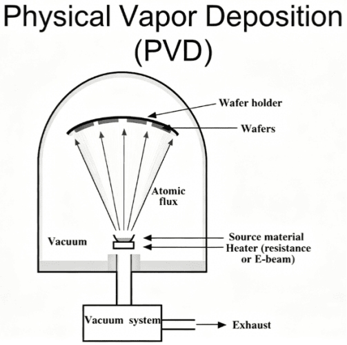 Diagram fan it PVD-proses foar fysike dampôfsetting